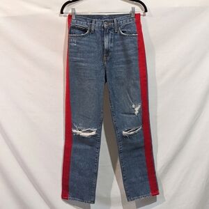 Carmar Los Angeles Ursula Red Stripe 100% Cotton Denim Jeans Size 26